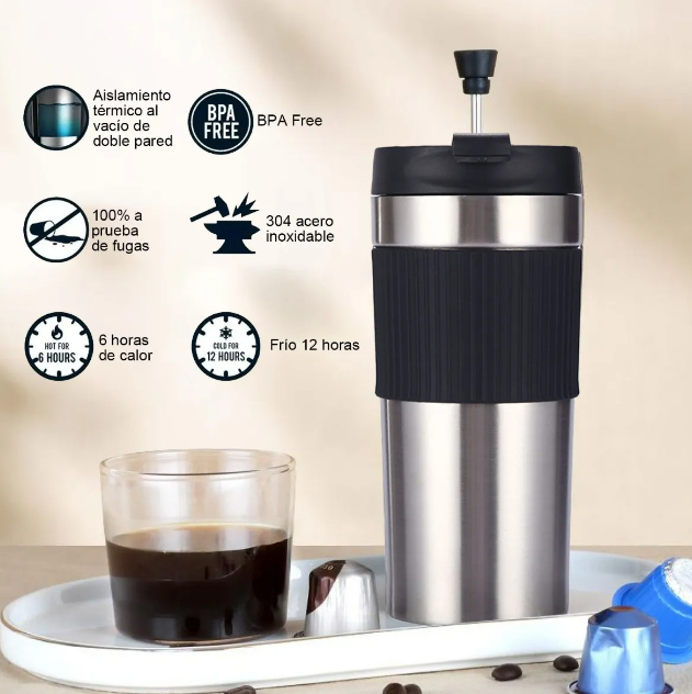 Foto 5 pulgar | Termo Xtellar Para Café Con Prensa Francesa 450ml Portátil