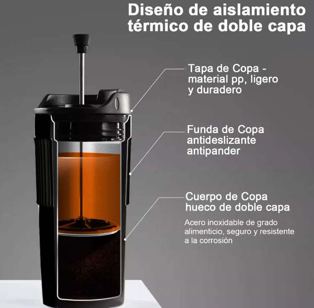 Foto 3 | Termo Xtellar Para Café Con Prensa Francesa 450ml Portátil