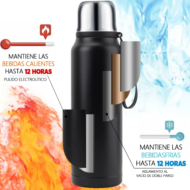 Foto 5 pulgar | Termo Xtellar Acero Inoxidable Botella Termica Agua Portátil 1000ml