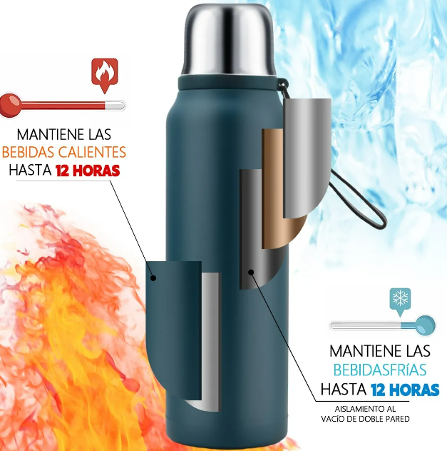 Foto 4 pulgar | Termo Xtellar Acero Inoxidable Botella Termica Agua Portátil 1000ml