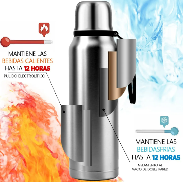 Foto 3 | Termo Xtellar Acero Inoxidable Botella Termica Agua Portátil 1000ml