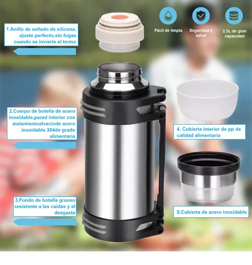 Foto 5 pulgar | Termos Xtellar De Acero Inoxidable Camping Para Café Y Agua 2.5l