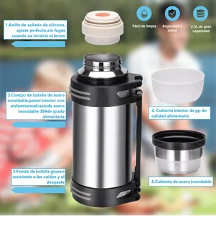 Foto 4 | Termos Xtellar De Acero Inoxidable Camping Para Café Y Agua 2.5l