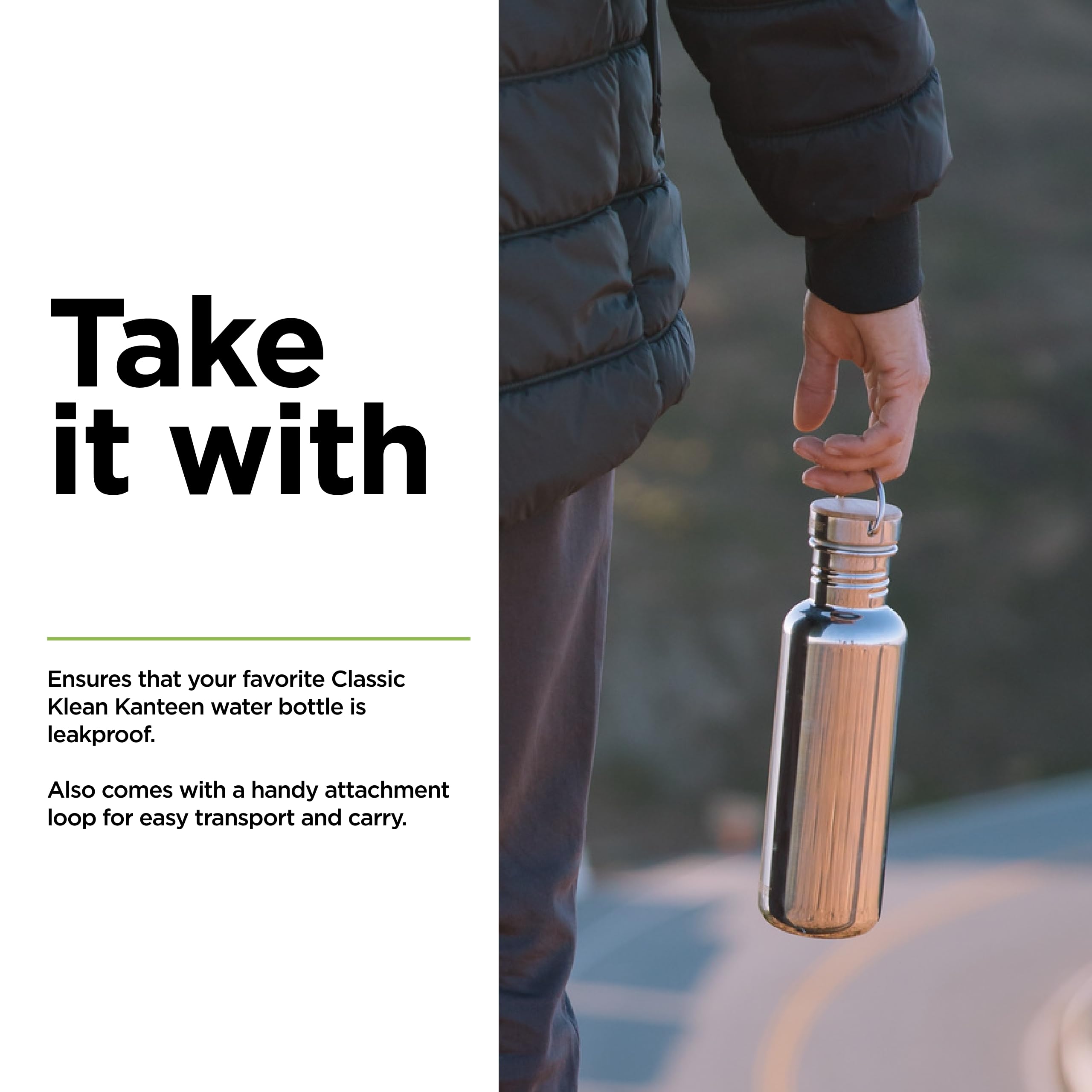 Foto 4 pulgar | Tapa De Botella Klean Kanteen, Tapa De Bambú, Acero Inoxidable Cepillado - Venta Internacional.