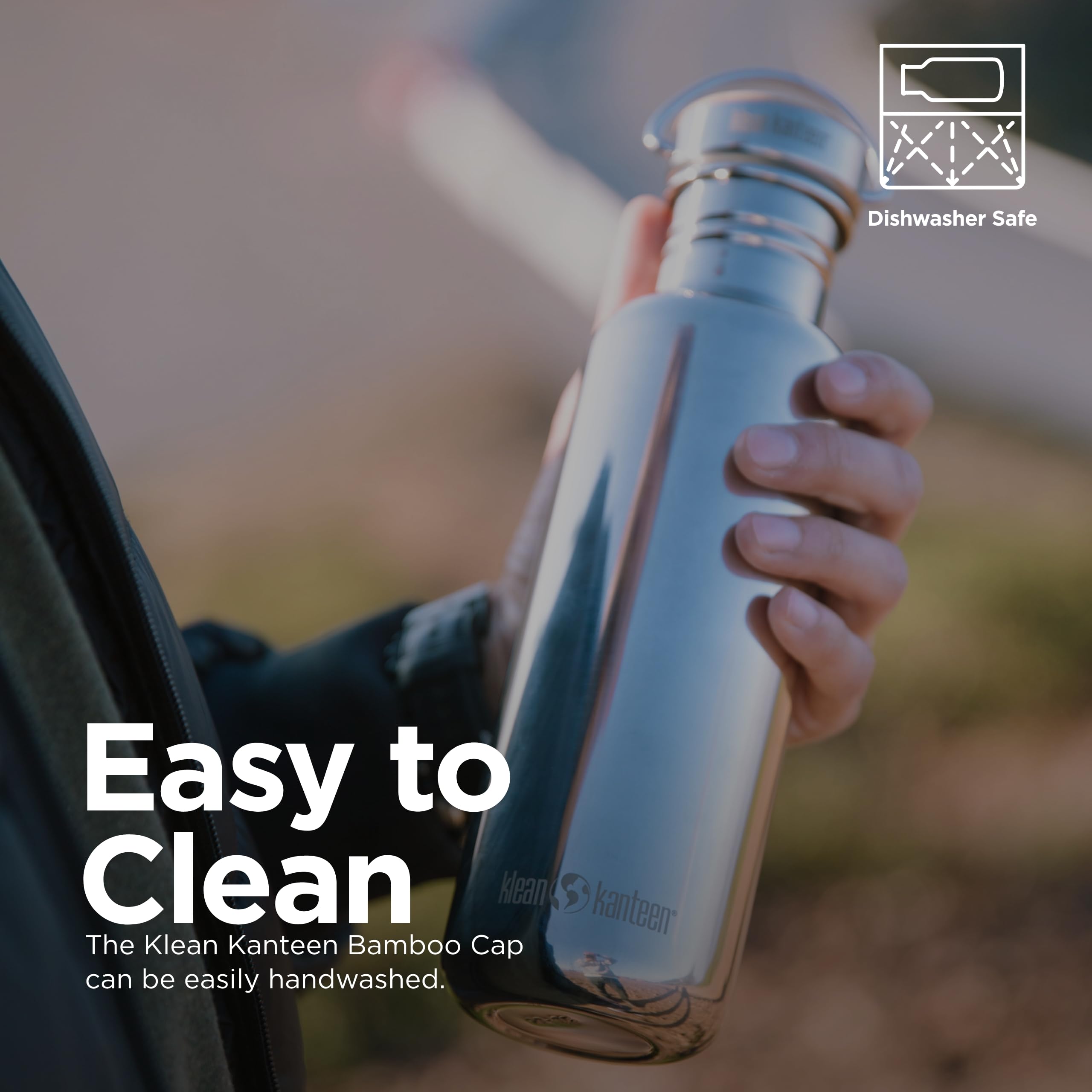 Foto 5 | Tapa De Botella Klean Kanteen, Tapa De Bambú, Acero Inoxidable Cepillado - Venta Internacional.