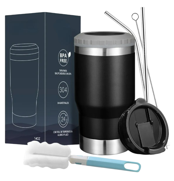 Foto 2 pulgar | Vaso Xtellar Térmico De 14oz Acero Inoxidable Con Popote Y Cepillo