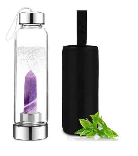 Botella Xtellar Agua Con Cristal Energético Y Vaso De Cuarzo Botella