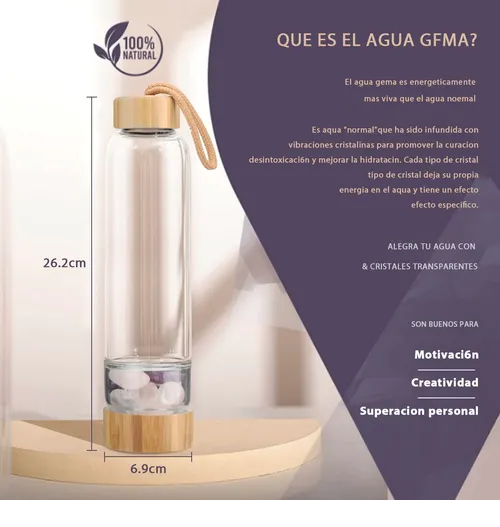 Foto 3 pulgar | Botella Xtellar Piedra Agua Energéticos Con Cristal Tapa De Bambú
