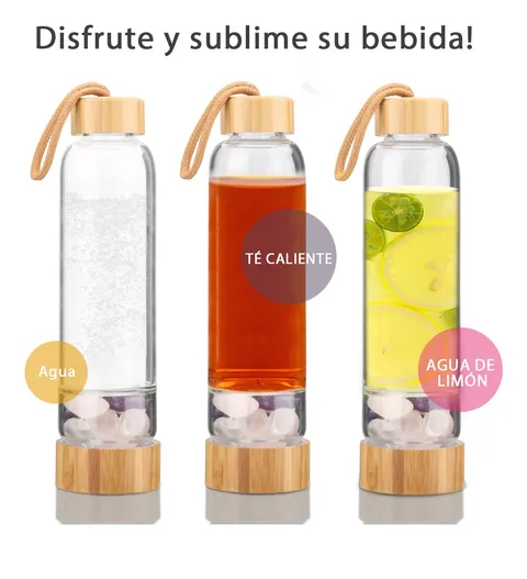Foto 4 pulgar | Botella Xtellar Piedra Agua Energéticos Con Cristal Tapa De Bambú