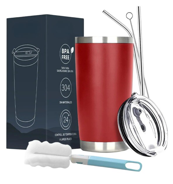 Vaso Xtellar Térmico De 20oz Acero Inoxidable Con Popote Y Cepillo $559