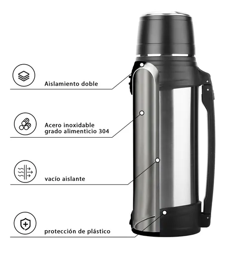 Foto 4 pulgar | Botella Xtellar Termo Acero Inoxidable De Gran Capacidad 2000ml
