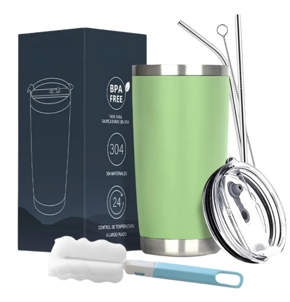 Foto 1 | Vaso Xtellar Térmico De 20oz Acero Inoxidable Con Popote Y Cepillo
