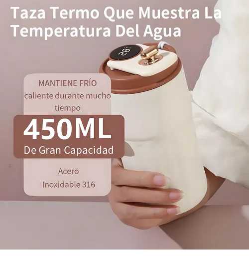Foto 4 pulgar | Taza Xtellar Térmica Portátil Con Indicador De Temperatura 450ml