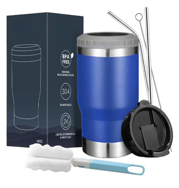 Foto 2 pulgar | Vaso Xtellar Térmico De 14oz Acero Inoxidable Con Popote Y Cepillo