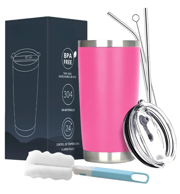 Foto 1 | Vaso Xtellar Térmico De 20oz Acero Inoxidable Con Popote Y Cepillo