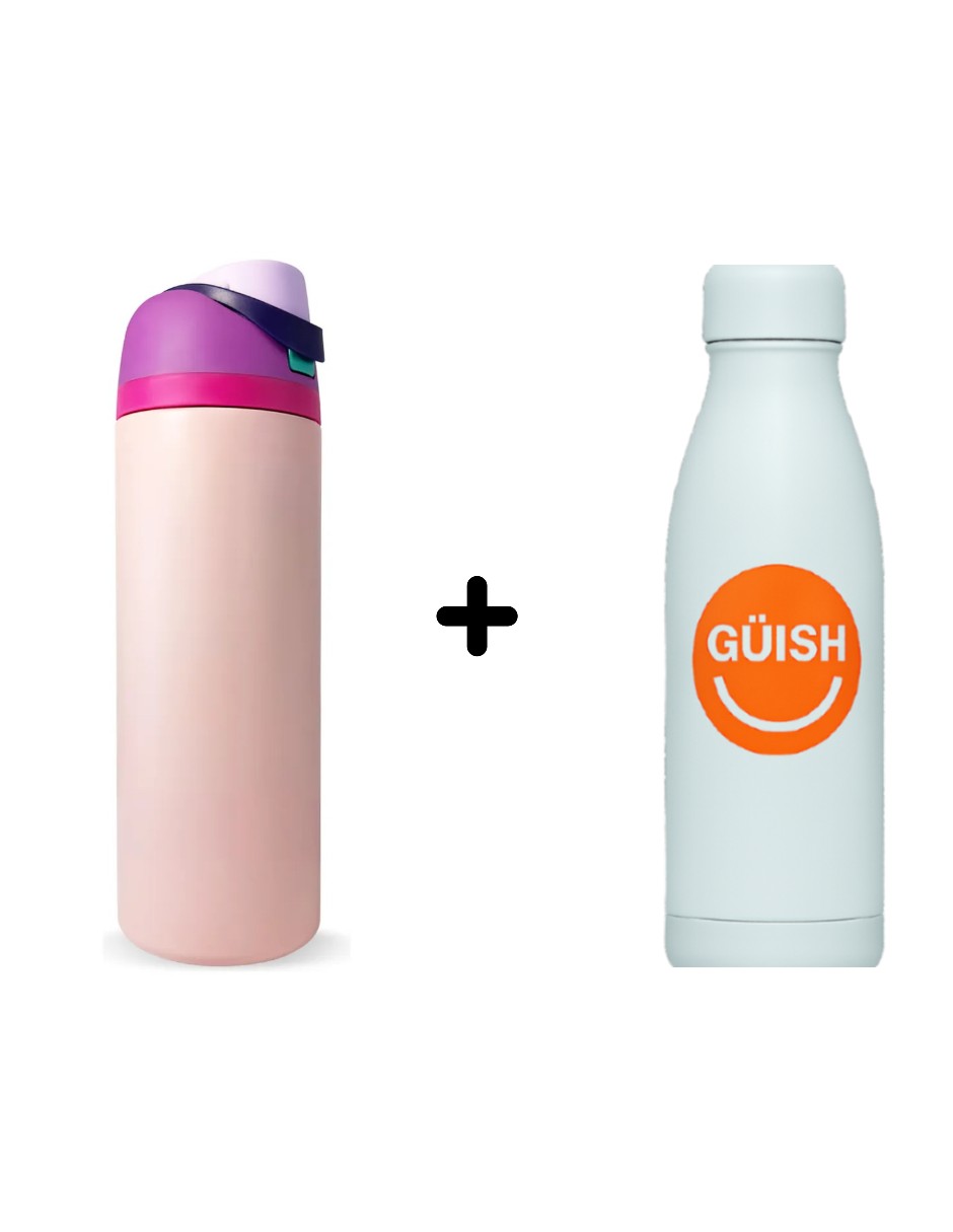Foto 2 pulgar | Termo De Acero Inoxidable 950ml Rosa + Gratis Termo Güish De Regalo