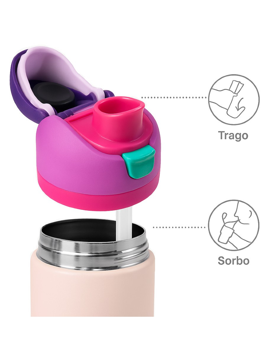 Foto 6 pulgar | Termo De Acero Inoxidable 950ml Rosa + Gratis Termo Güish De Regalo