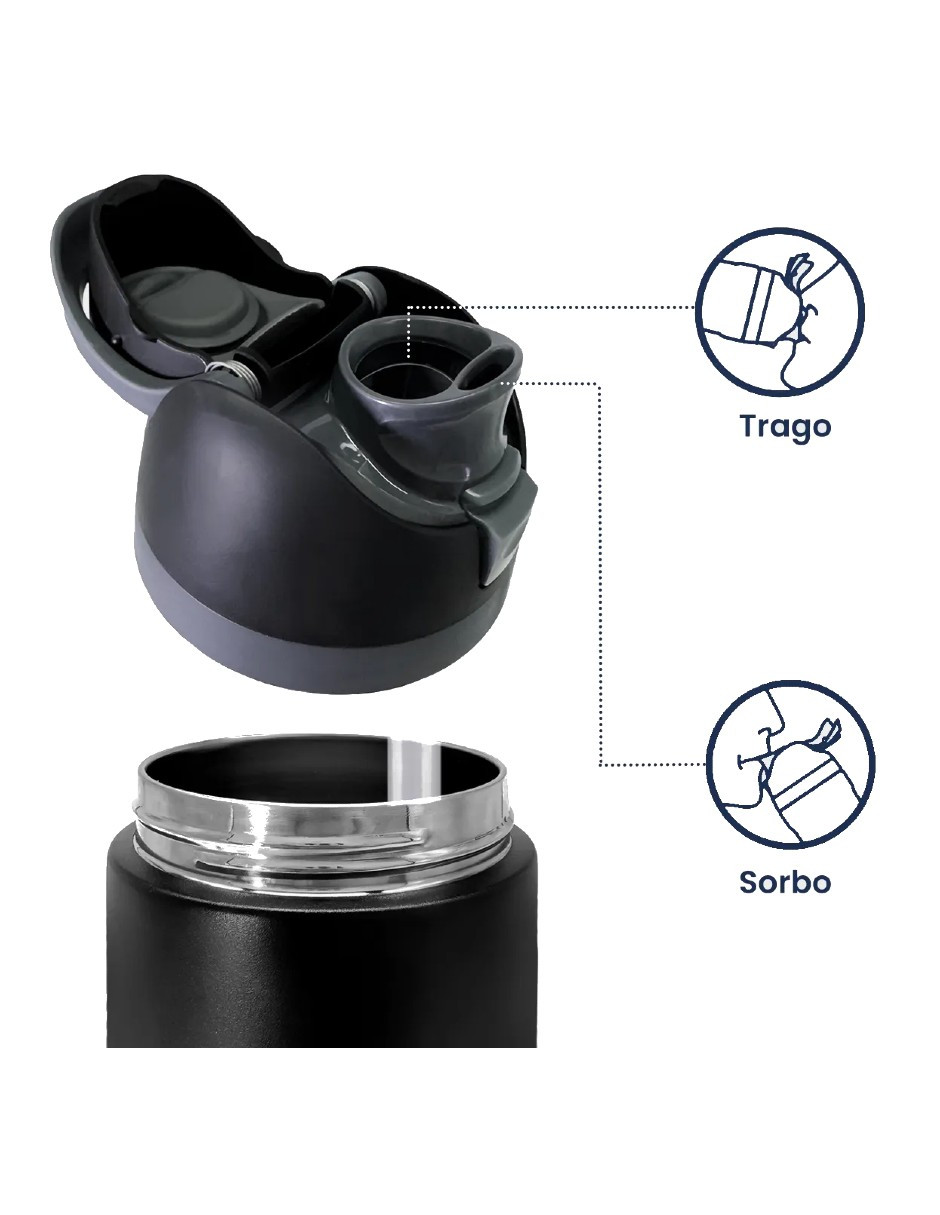 Foto 5 pulgar | Termo De Acero Inoxidable 950ml  Negro + Gratis Termo Güish De Regalo