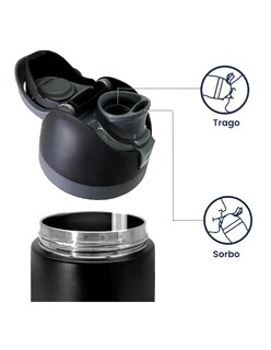 Foto 4 | Termo De Acero Inoxidable 950ml Negro + Gratis Termo Güish De Regalo
