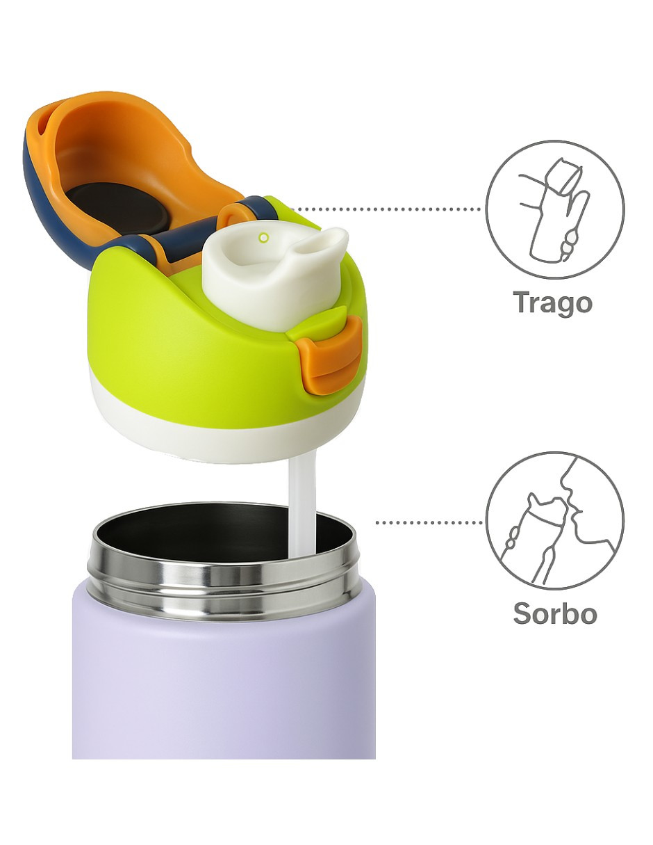 Foto 5 | Termo De Acero Inoxidable 950ml Violeta + Gratis Termo Güish De Regalo