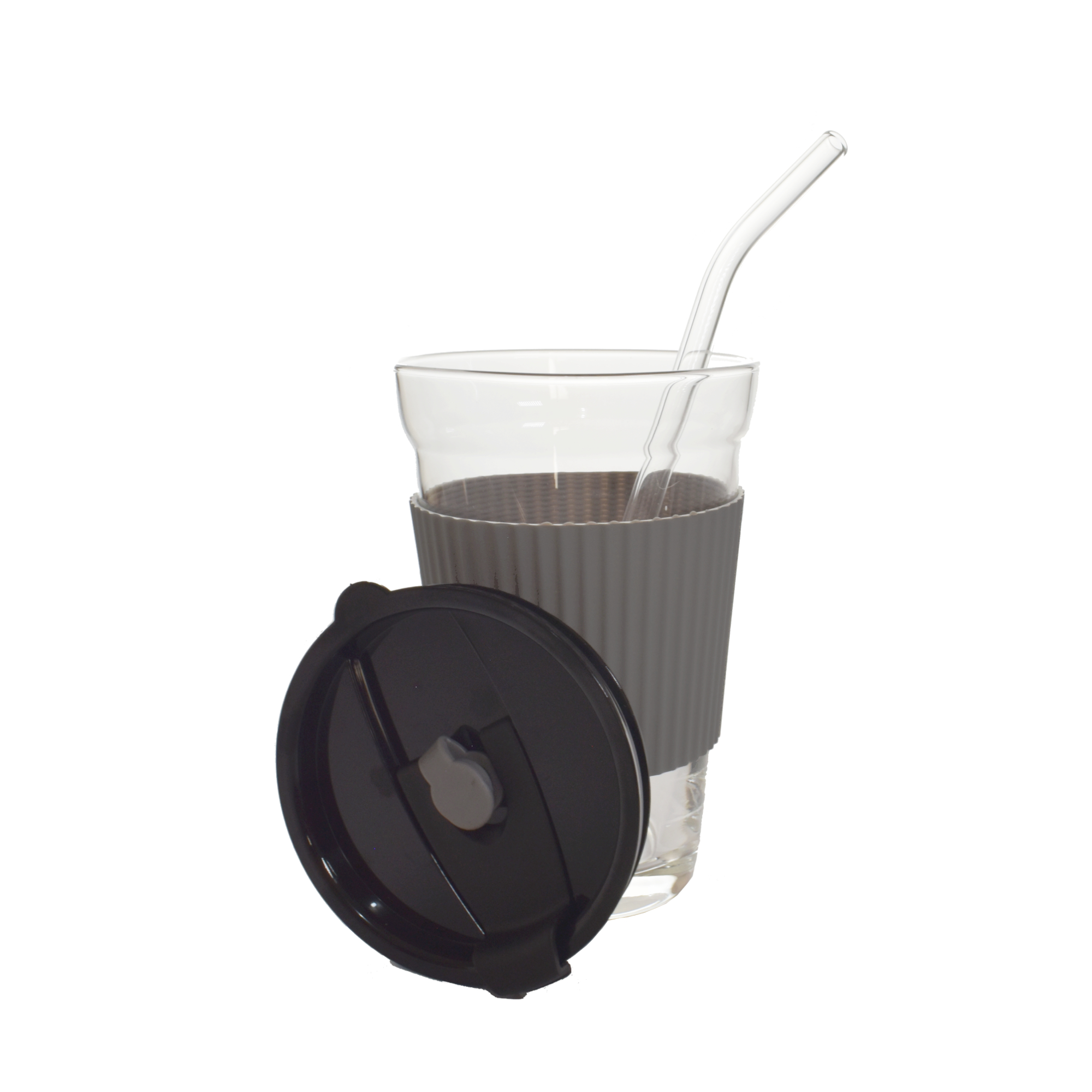Foto 4 pulgar | Termo Vaso De Vidirio Con Popote 430 Ml Manga De Silicona