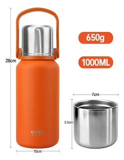 Foto 4 | Termo De Acero Portátil 1000ml + Gratis Termo Güish De Regalo