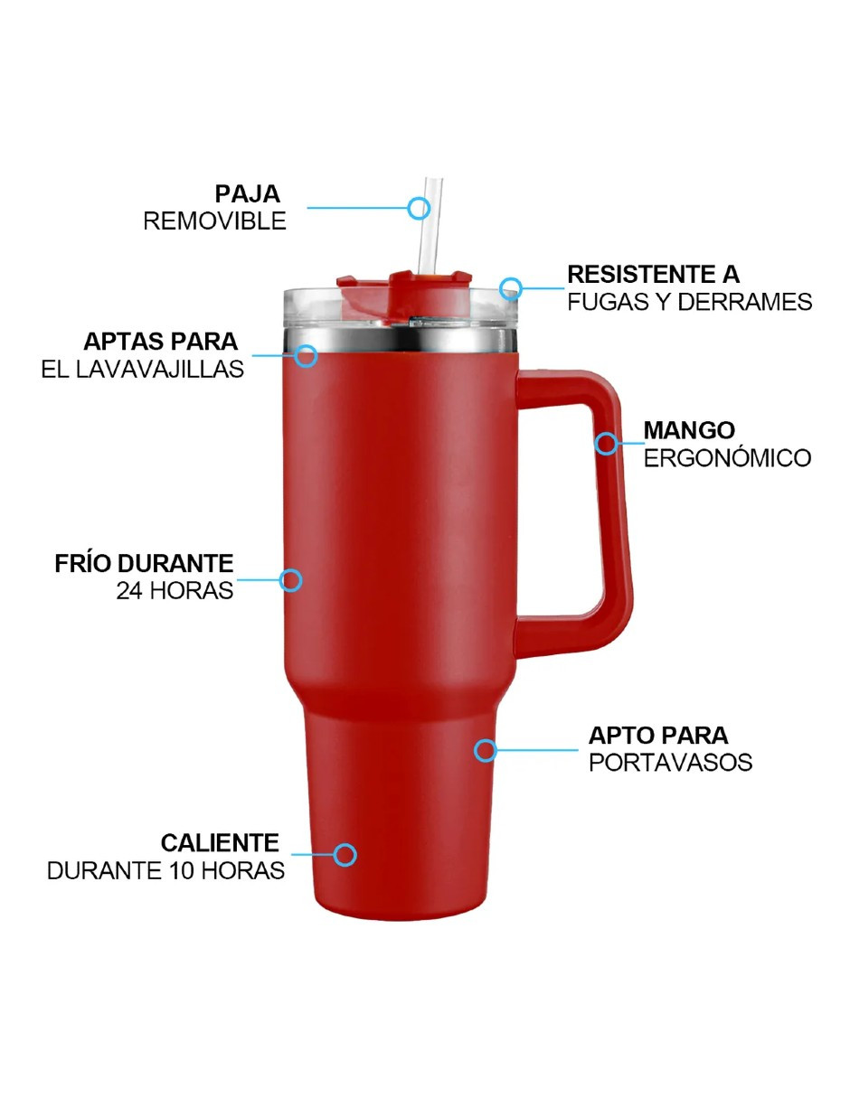 Foto 5 pulgar | Vaso Térmico De 40oz Acero Inoxidable Rojo + Gratis Termo Güish De Regalo