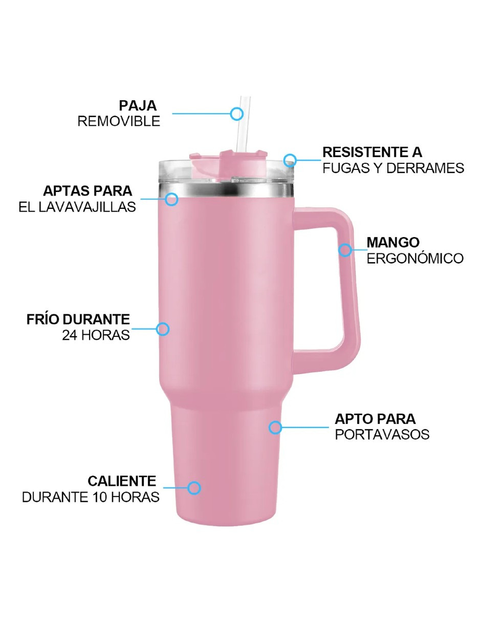Foto 4 | Vaso Térmico De 40oz Acero Inoxidable Rosa + Gratis Termo Güish De Regalo