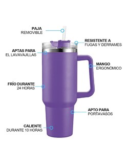 Foto 4 | Vaso Térmico De 40oz Acero Inoxidable Morado + Gratis Termo Güish De Regalo