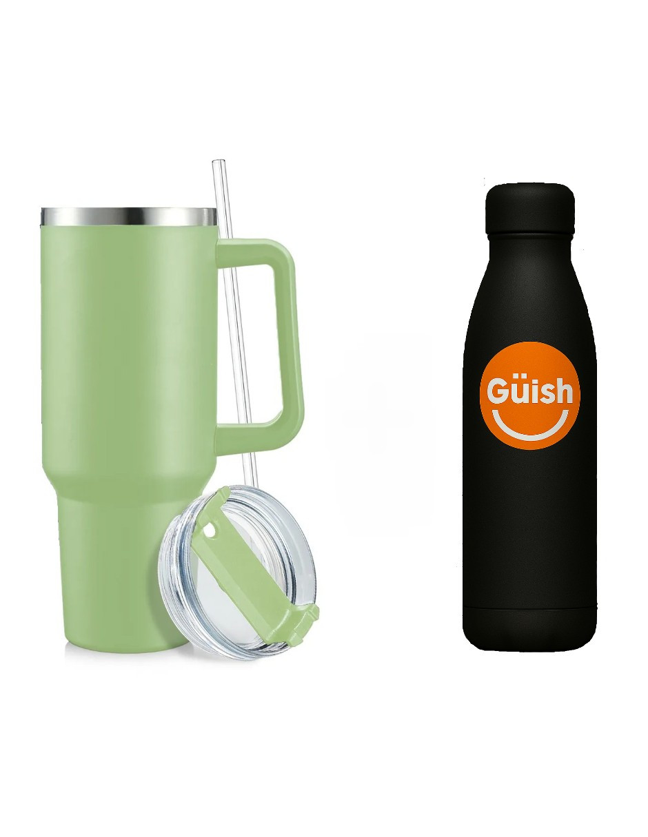 Foto 2 pulgar | Vaso Térmico De 40oz Acero Inoxidable Verde Claro + Gratis Termo Güish De Regalo