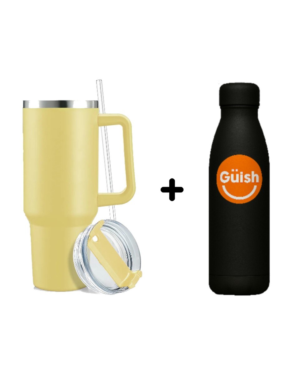 Vaso Térmico De 40oz Acero Inoxidable Amarillo + Gratis Termo Güish De Regalo $650