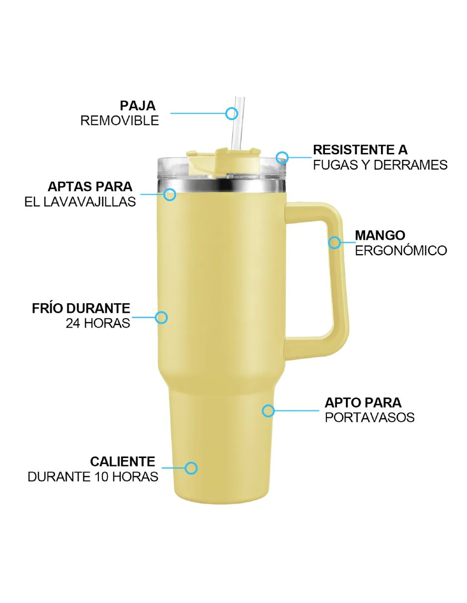 Foto 5 pulgar | Vaso Térmico De 40oz Acero Inoxidable Amarillo + Gratis Termo Güish De Regalo