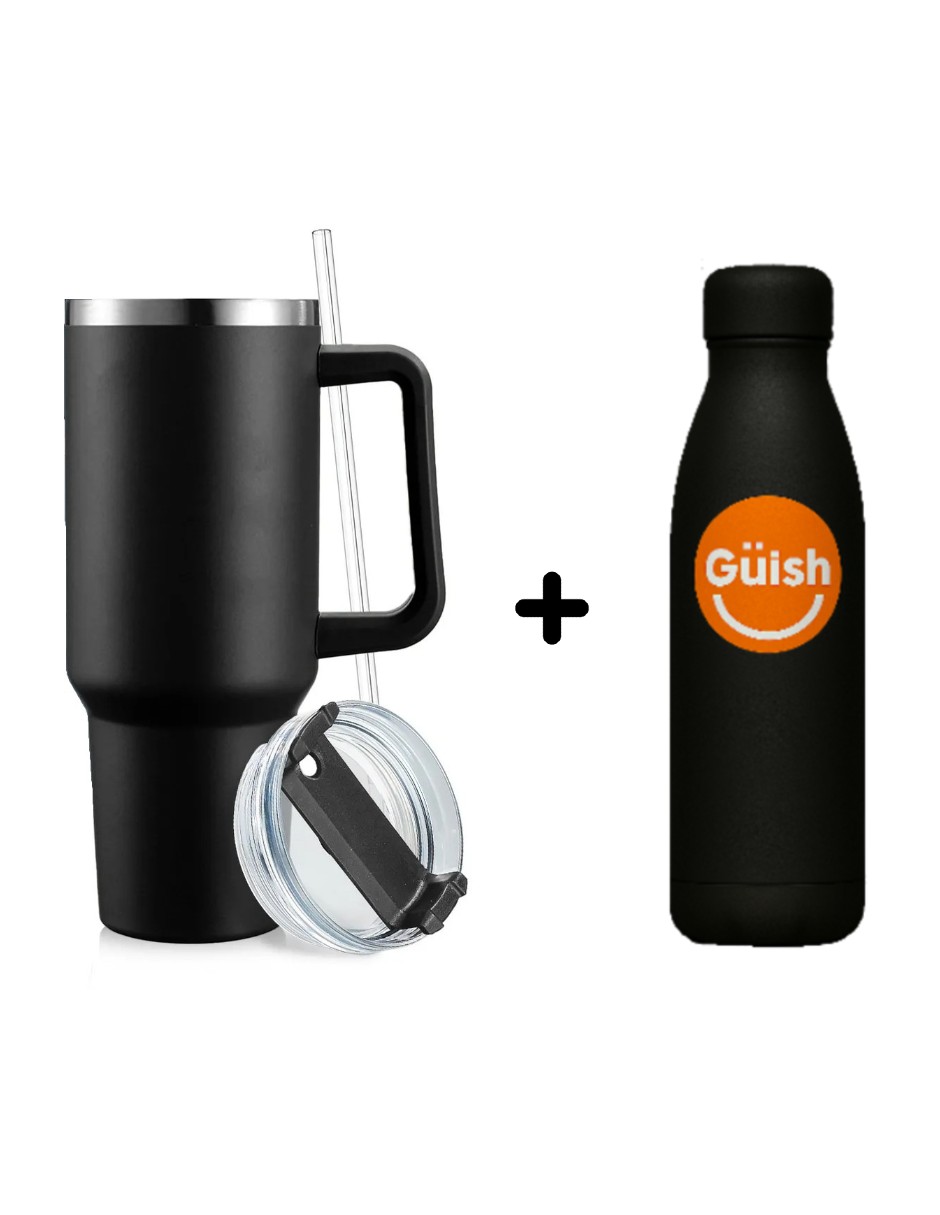 Foto 1 | Vaso Térmico De 40oz Acero Inoxidable Negro + Gratis Termo Güish De Regalo