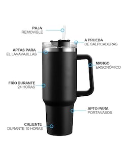 Foto 4 | Vaso Térmico De 40oz Acero Inoxidable Negro + Gratis Termo Güish De Regalo