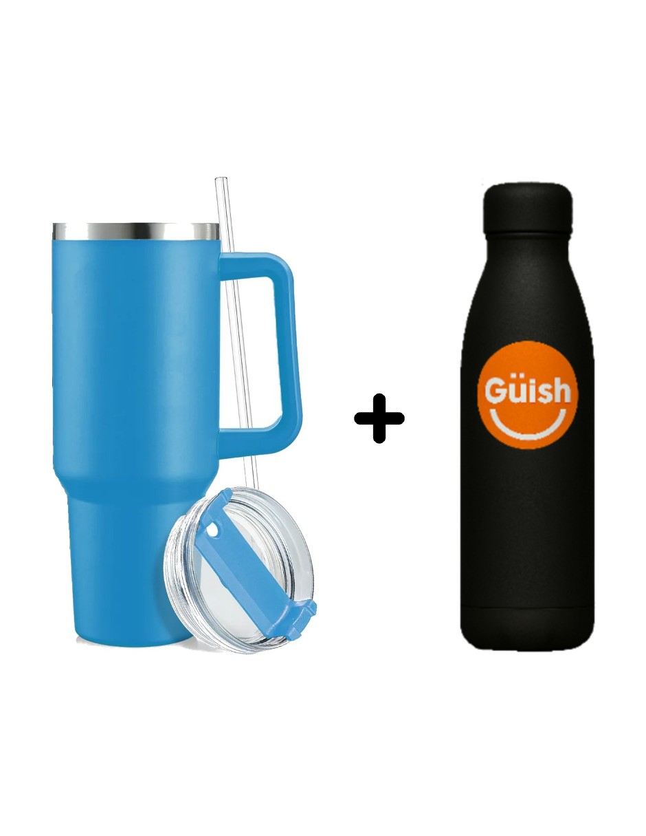Foto 2 pulgar | Vaso Térmico De 40oz Acero Inoxidable Azul Claro + Gratis Termo Güish De Regalo