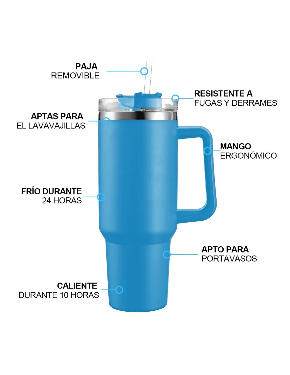 Foto 5 pulgar | Vaso Térmico De 40oz Acero Inoxidable Azul Claro + Gratis Termo Güish De Regalo
