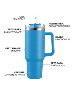 Foto 4 | Vaso Térmico De 40oz Acero Inoxidable Azul Claro + Gratis Termo Güish De Regalo