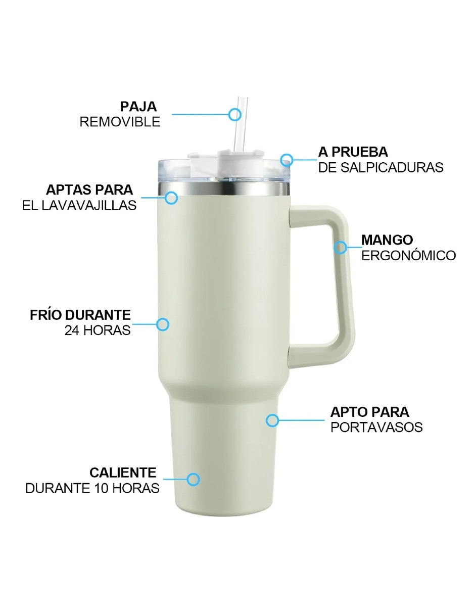Foto 5 pulgar | Vaso Térmico De 40oz Acero Inoxidable Blanco + Gratis Termo Güish De Regalo