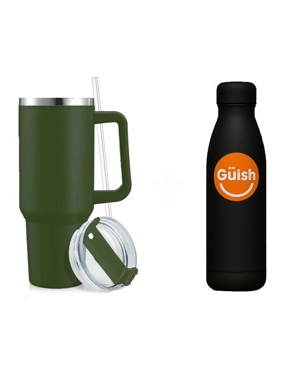 Foto 2 pulgar | Vaso Térmico De 40oz Acero Inoxidable Verde Oscuro + Gratis Termo Güish De Regalo