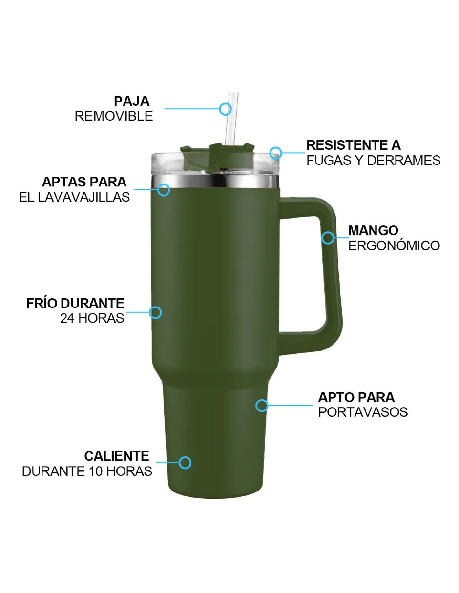 Foto 5 pulgar | Vaso Térmico De 40oz Acero Inoxidable Verde Oscuro + Gratis Termo Güish De Regalo