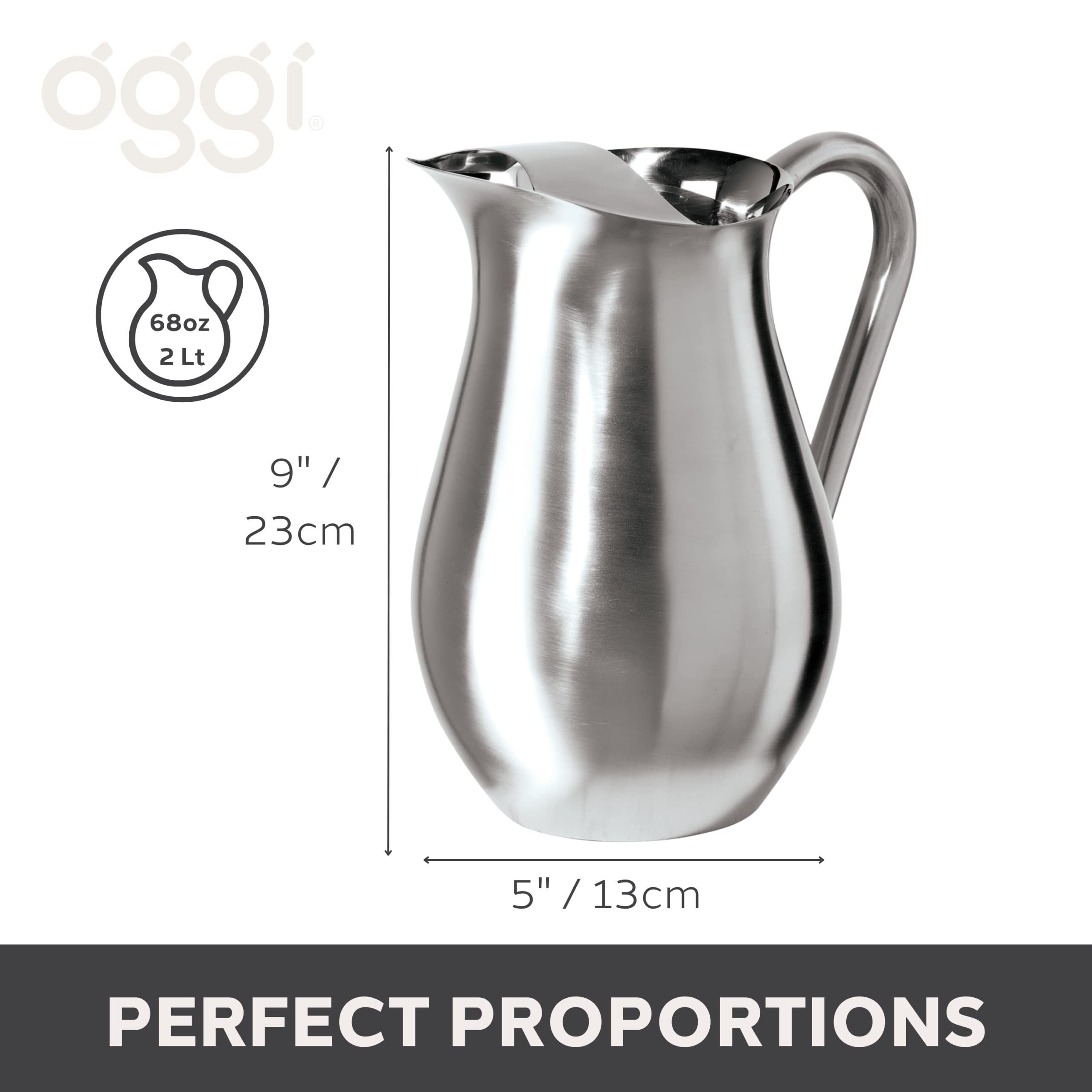 Foto 7 pulgar | Pitcher Oggi De Agua De Acero Inoxidable Con Protector De Hielo, 2 Litros Y 68 Onzas - Venta Internacional.