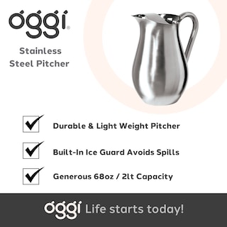 Foto 7 | Pitcher Oggi De Agua De Acero Inoxidable Con Protector De Hielo, 2 Litros Y 68 Onzas - Venta Internacional.