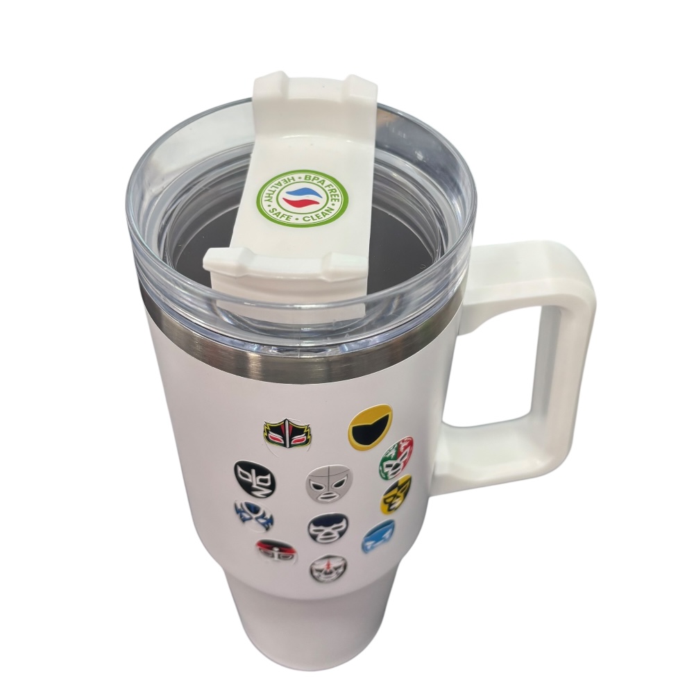 Foto 4 pulgar | Termo De Acero Inoxidable Color Blanco Luchadores 30 Oz