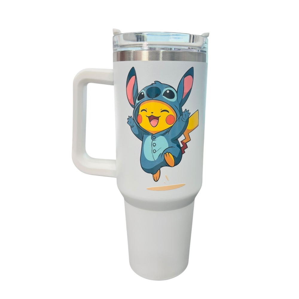 Foto 2 pulgar | Termo De Acero Inoxidable Color Blanco Pikachu 40 Oz