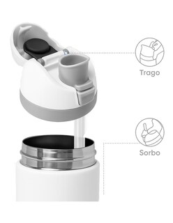 Foto 3 | Termo De Acero Inoxidable Dos Maneras De Beber Blanco + Gratis Termo Güish De Regalo