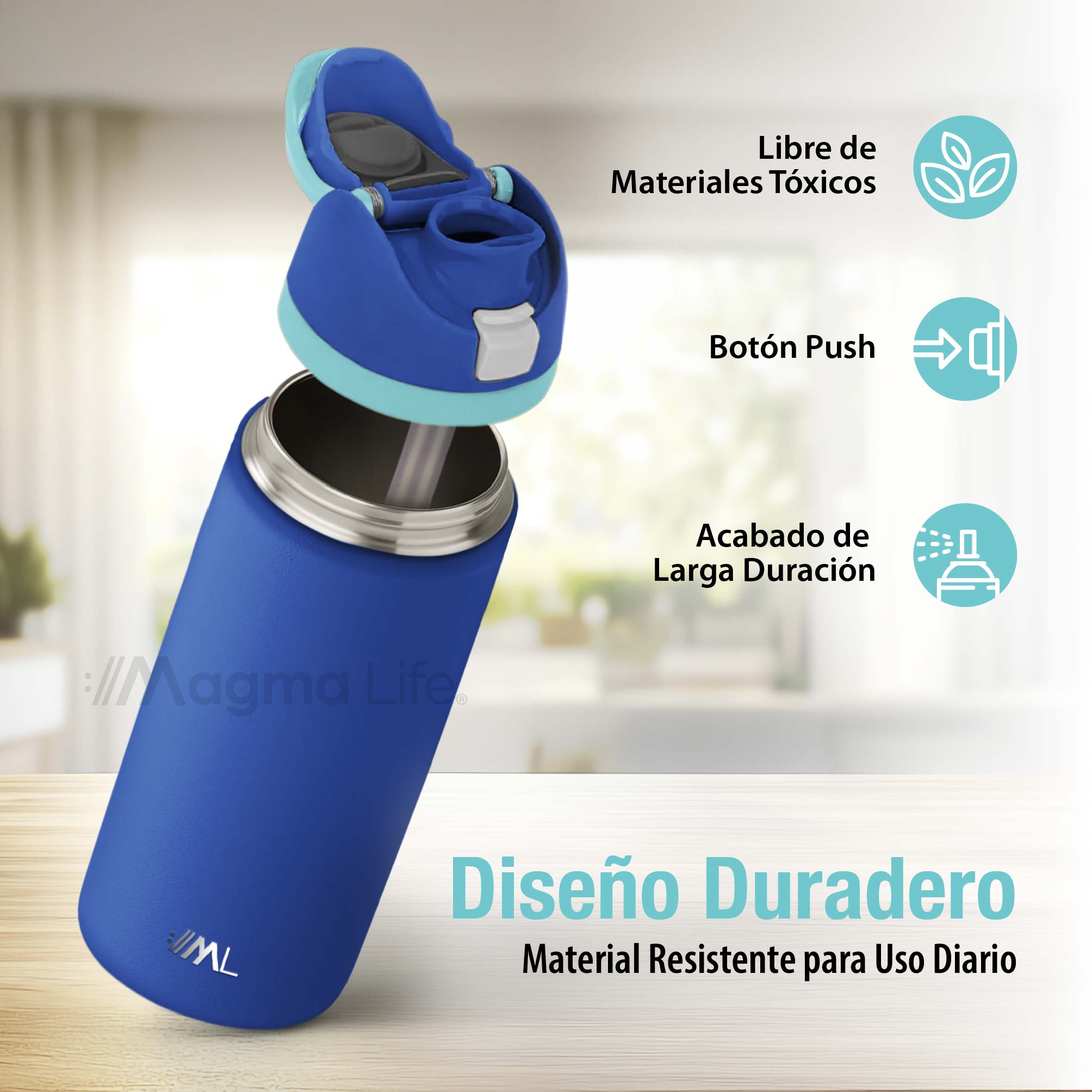 Foto 4 pulgar | Magma Life Termo Acero Inoxidable 946ml(32oz), Material Seguro Y Resistente, Tapa Con Botón Y Cerradura, Asa Integrada