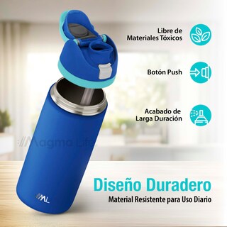 Foto 3 | Magma Life Termo Acero Inoxidable 946ml(32oz), Material Seguro Y Resistente, Tapa Con Botón Y Cerradura, Asa Integrada
