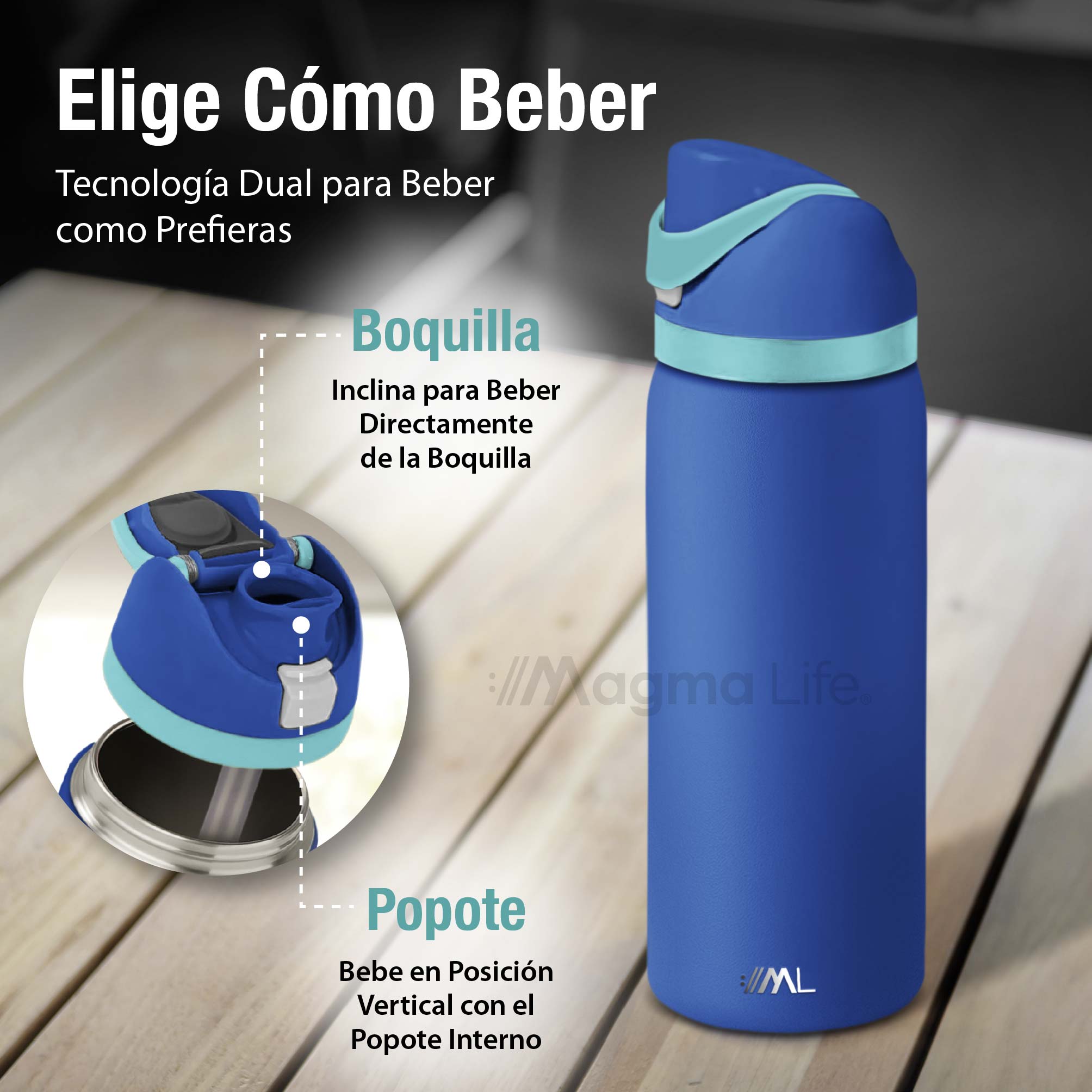 Foto 5 pulgar | Magma Life Termo Acero Inoxidable 946ml(32oz), Material Seguro Y Resistente, Tapa Con Botón Y Cerradura, Asa Integrada