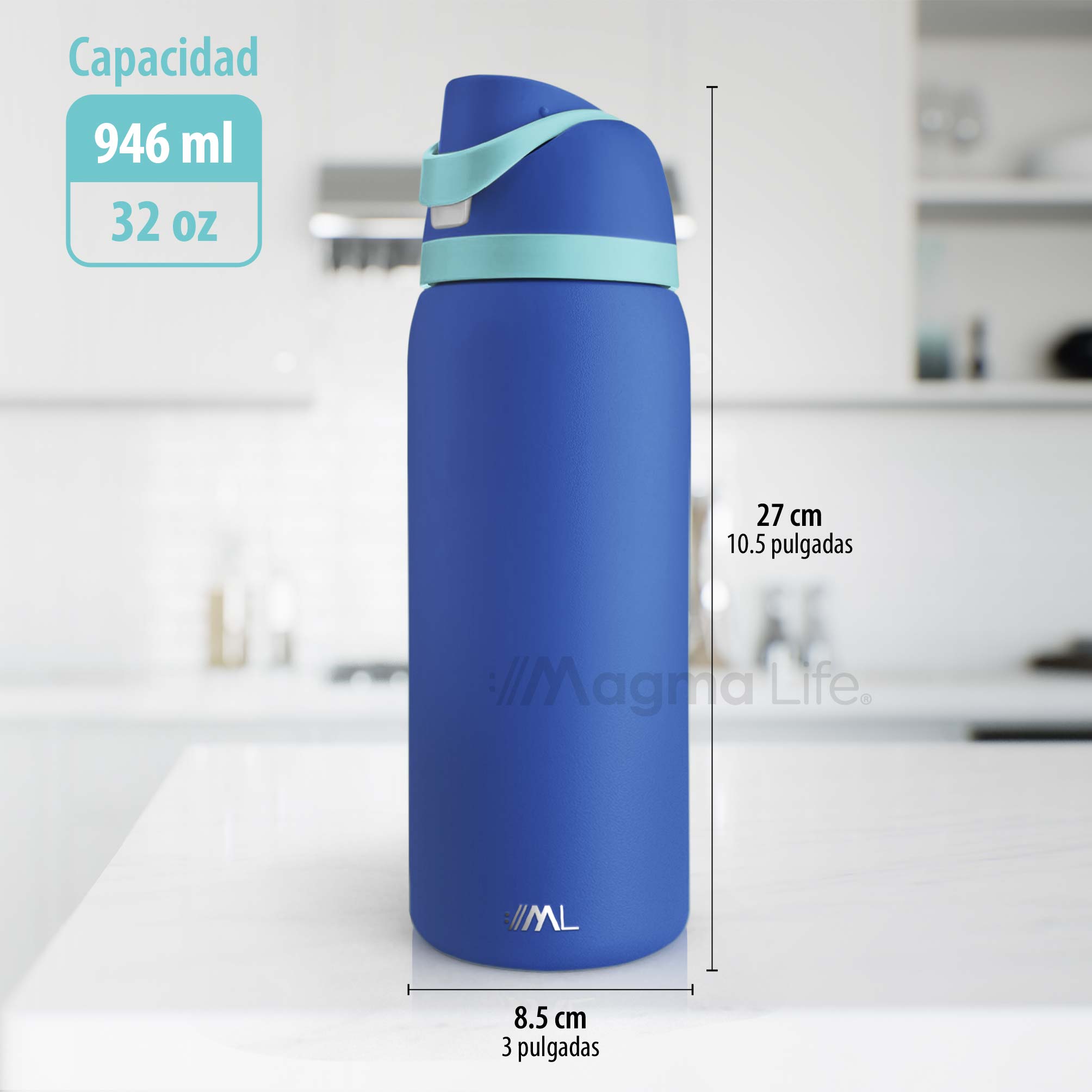 Foto 8 pulgar | Magma Life Termo Acero Inoxidable 946ml(32oz), Material Seguro Y Resistente, Tapa Con Botón Y Cerradura, Asa Integrada
