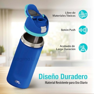 Foto 3 | Magma Life Termo Acero Inoxidable 710ml(24oz), Material Seguro Y Resistente, Tapa Con Botón Y Cerradura, Asa Integrada